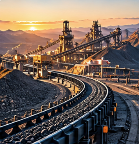 Conveyor and processing plant at golden hour